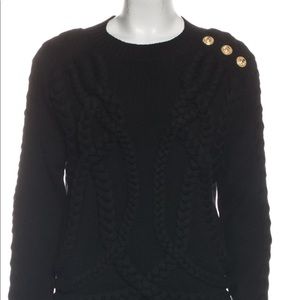 Balmain black wool sweater gold buttons authentic